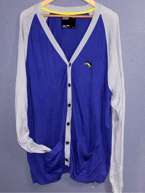 Oakley Men’s Royal Blue & Light Gray Two-Tone Cardigan